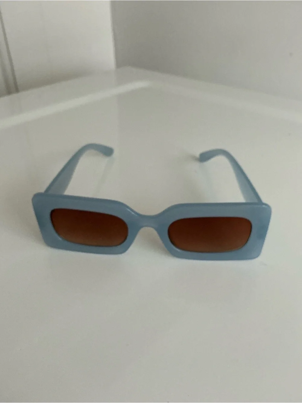 Light Blue Rectangular Women's Sunglasses - Brand Unspecified